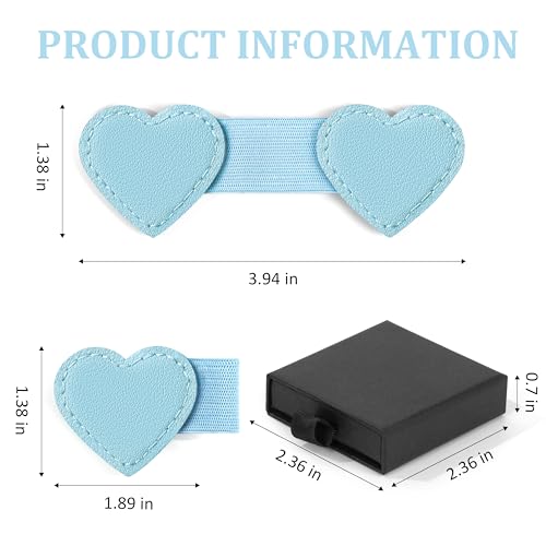 2Pcs Magnetic Leather Bookmarks with Pen Holder Gift Box, Heart-Shaped Magnetic Book Marks for Book Lover Readers Cute Leather Bookmark for Women Girls (Light Blue) - color: Light Blue