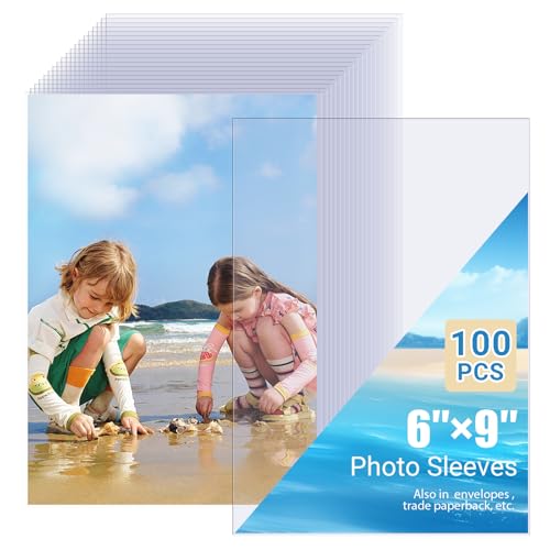 6x9 Photo Sleeves (100 ct) – Top Loading Clear Plastic Sleeve – Acid Free, No PVC – Soft Sheet Protectors for Photos, Jumbo Card Sleeves – Fits Albums, Storage & Magazine Protectors for Collectors - color: 6x9"