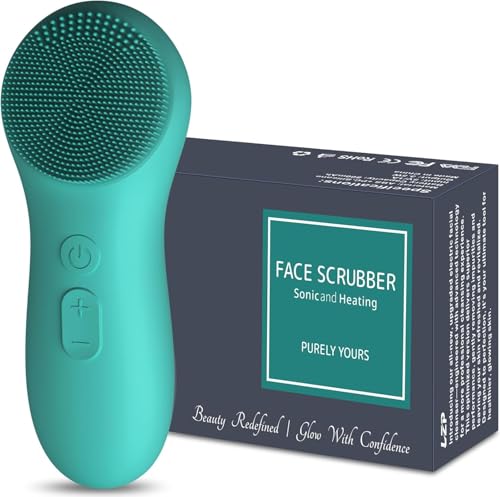 LZP Face Scrubber Facial Cleansing Brush Silicone Face Scrubber Exfoliator for Men & Women, Rechargeable Electric Facial Brushes for Cleaning and Exfoliating, Waterproof Face Scrub Brush - color: Dark Green