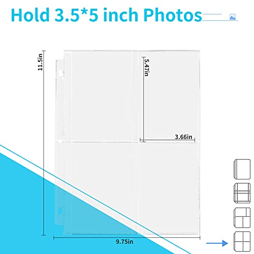 Fabmaker 30 Pack 3.5x5 Photo Sleeves for 3 Ring Binder, Hold 240 Photos - size: 3.5x5 inch 4 pocket