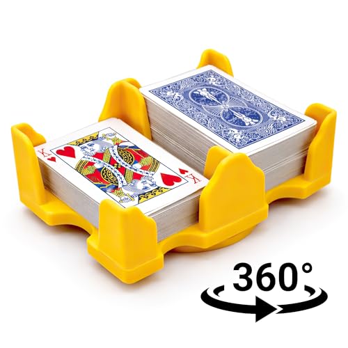 Card Holder - Revolving Card Game Holder Playing Cards Tray(4Deck-Yellow)