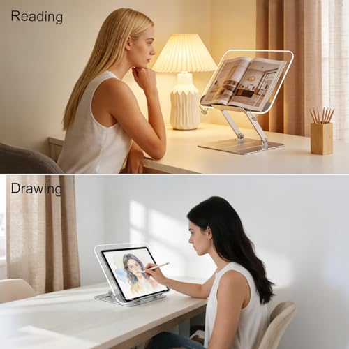 Acrylic Book Stand for Reading, Adjustable Hands-Free Book Holder