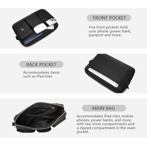 Storage Bag-arge Cosmetic Bag for Women Travel Makeup Bag Zip Up Bag Pure Cotton Canvas Can be Suspended (Nylon,Black) - color: Black