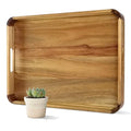 22 Inch Wooden Serving Tray, Acacia Ottoman Tray, Rounded Corners