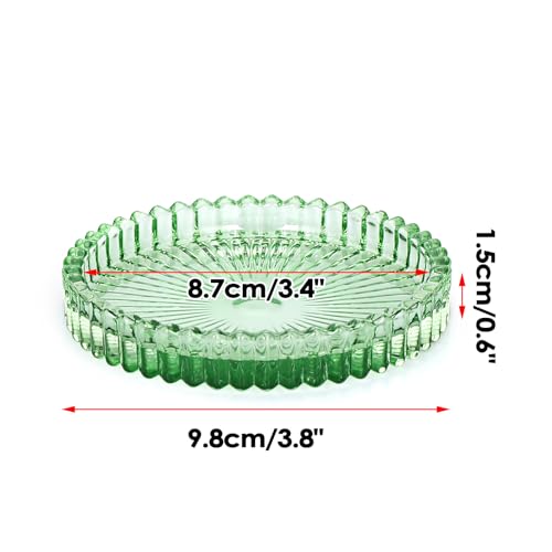 JUXYES Set of 5 Heat-Resistant Clear Glass Coaster for Hot and Cold Drinks - color: Green, size: 5 Pack