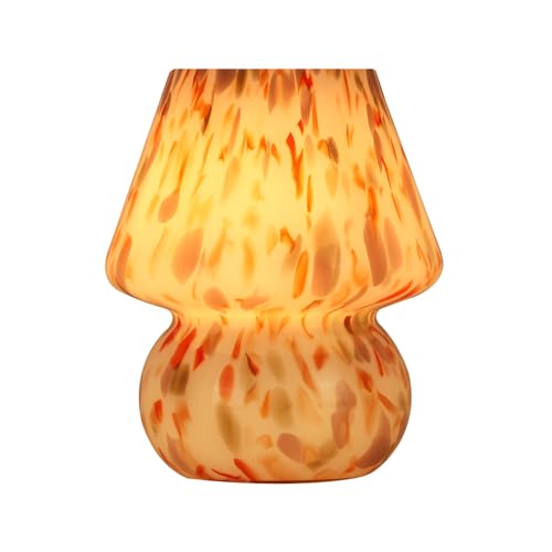 Mushroom Lamp with LED Bulb, Small Glass Bedside Lamp - color: Dusty Rose&Burnt Orange