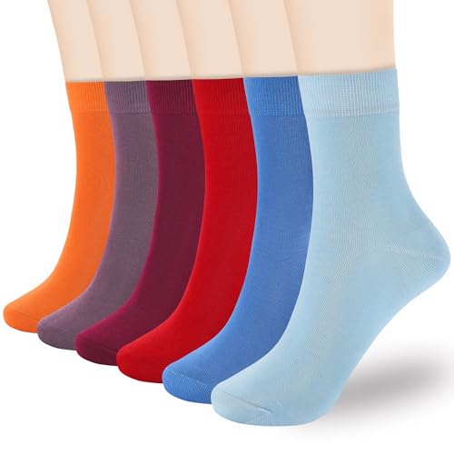 Corlap Women's Thin Above Ankle Socks-6Pairs Cotton Bootie Dress Crew Socks - color: 6 Pairs Bright Colors, size: 9-11
