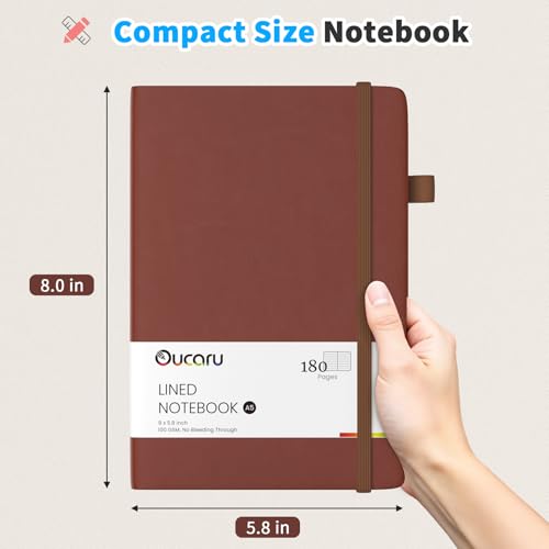 Oucaru Bulk 24 Pack A5 Lined Journal Notebook Set, 180 Pages 100 GSM Paper - color: Brown, size: 24 Pack