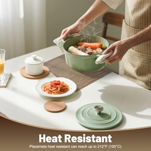 Placemats Set of 6，Non-Slip PVC Weave Table Mats Easy to Clean，Heat Resistant Place Mats for Kitchen Dining Table Decoration Indoor Outdoor，Light Brown - color: Light Brown