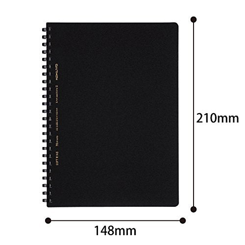 Kokuyo Spiral Graph Notebook, 8.3'' x 5.8'' Business Journal A5 Soft Ring Notebooks with 5mm Grid Ruled, 70 Perforated Sheets, Black 1 Subject Notebook, Note Taking for Work.Japan Import(SU-SV437S5-D) - size: A5