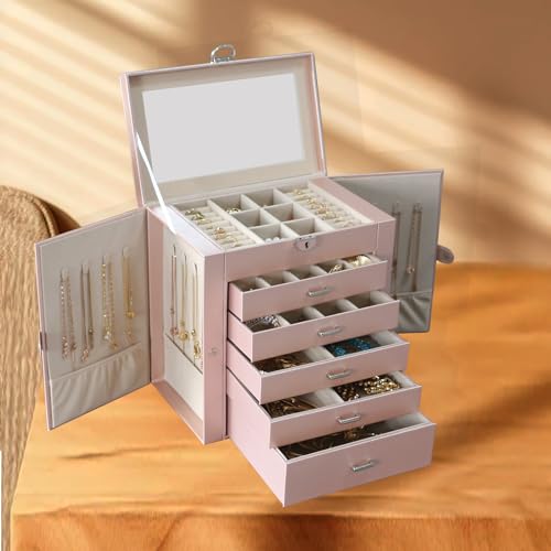 BOOVO Large Jewelry Box for Women 6 Layer - color: Rose Gold, size: 6 Layer