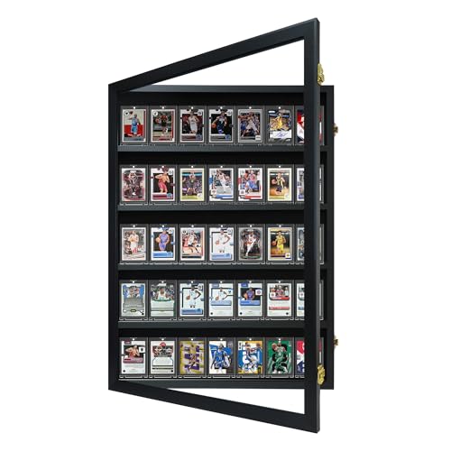 35-Card Sports Card Display Case for Graded Cards, Lockable - size: 35 Cards