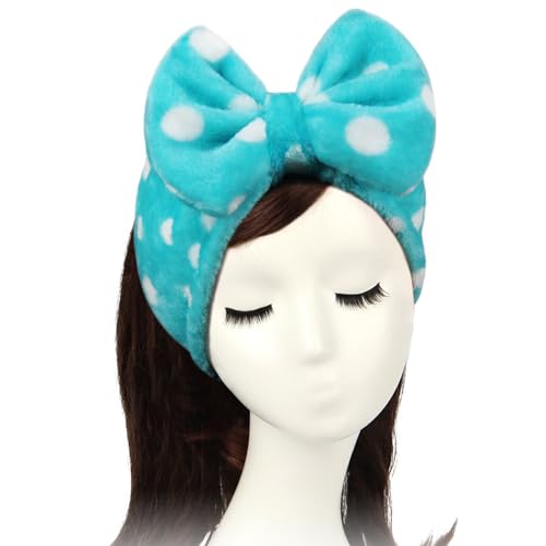 Shintop Sweet Super Soft Caroset Polka Dots Wash Cosmetic Headband - color: Dark Blue