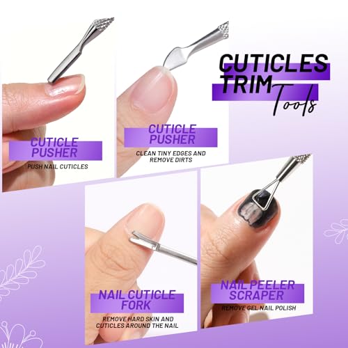 FANDAMEI Nail Care Kit, Nail Buffers and Files, Nail Cuticle Tools Kit, Nail Manicure Tools, Finger Nail File Set, Nail Buffer Block, Nail Cuticle Nippers, Ingrown Toenail Tools, Nail Care Tool Kit - color: Purple