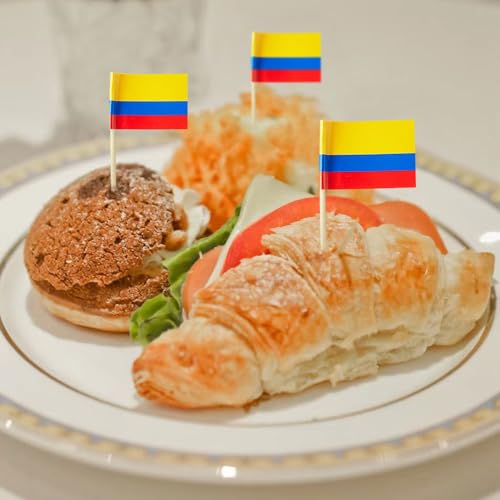 mflagperft Colombia Toothpick Flags 100 Pack, Mini Colombian Flag Picks - color: Colombia