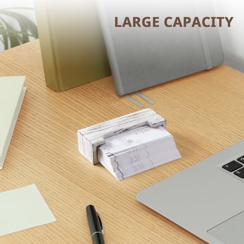 Bivvclaz Business Card Holder Desk, White Washed Wood Business Card Organizer Desktop Business Card Display Stand for Office Tabletop Exhibition, Small Business Essentials - color: White Washed