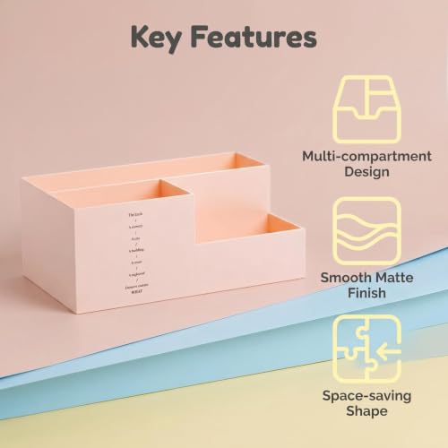 Jekelife Desk Organizer,Desk Storage Caddy, Pen Holder for Office Stationery,Vanity Small Items,Multi Compartment Desktop Organizer,Pink - color: Pink, size: A