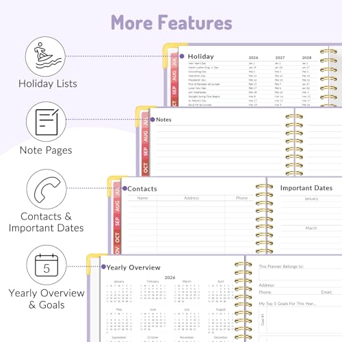 Forvencer Academic Planner 2026-2027, Weekly & Monthly Hardcover Planner A5 - color: Purple, size: 6.3" x 8.4" (Jul 2026 - Jun 2027)