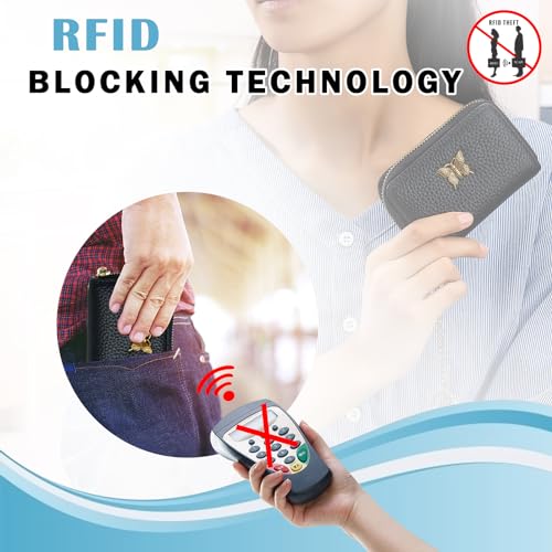 imeetu RFID Credit Card Holder for Women, Business Card Wallet (Blue) - color: Blue
