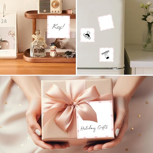 Sticky Notes 3x3 Inches, 2 Pads, Easy Post Cute Self-Stick Notes, Colorful Self Stick Notes Pads for Home Office Notebooks Accessories, Strong Adhesive Note Pad Pink Strip Bow - color: Pink Strip Bow