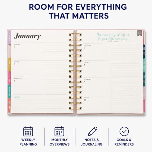WORLD TRAVELER Academic Planner School Organizer Jul 2026-Dec 2027, 7"x9" - color: Pink Gold