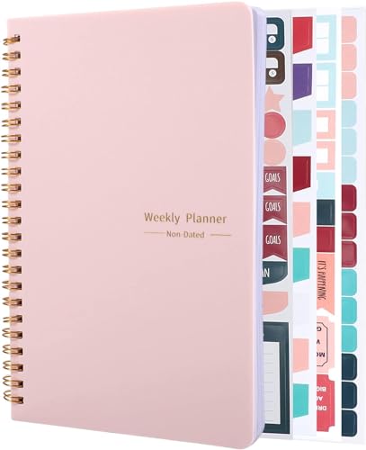 Thboxes A5 Weekly Planner Notebook, 52 Week Undated Journal for Women, Pink - color: Pink Cute