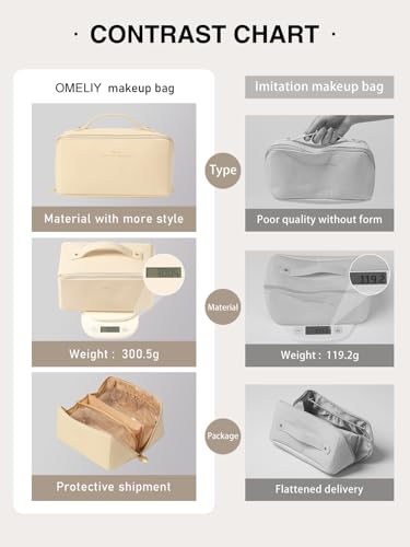 Omeily Travel Makeup & Toiletry Bag for Women Cosmetic Bag Makeup Organizer - color: C-Beige