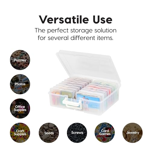 IRIS USA Photo Storage Box |Made in USA| 16 Cases - (2-Pack) - Clear - color: Clear, size: 16 Cases (4x6), style: Handle Box (2 - Pack)