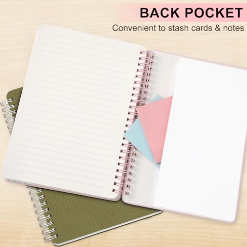 Lined Spiral Notebook for Women, A5 College Ruled Leather Spiral Journals - color: Pink, size: A5