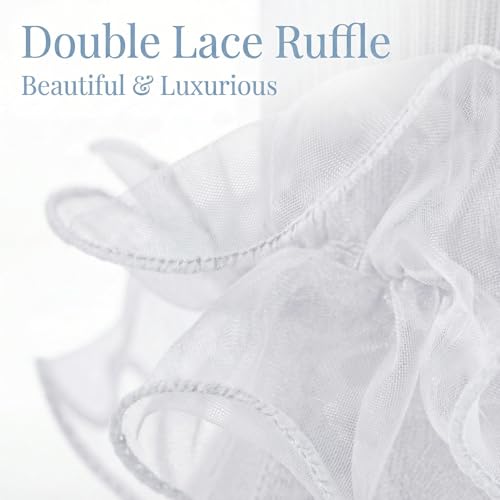 Big Ruffle Socks Women(Size 5-11) Turn Cuff Cotton Lace Frilly Socks - color: White - 4 Pairs, size: 9-11