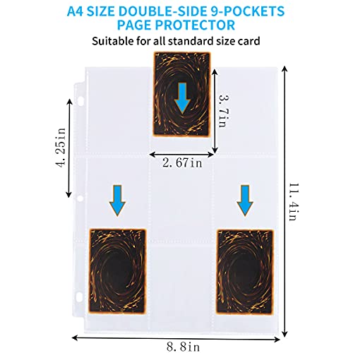 9 Pocket Page Protector - 648 Pockets Premium Double Side Trading Card Sleeves Pages for 3 Ring Binder, Standard Size Card Sheets Protectors - size: 36 Sheets
