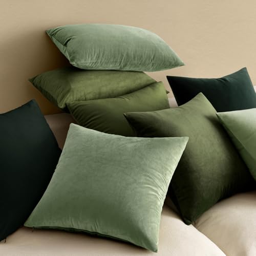MIULEE Velvet Throw Pillow Covers 12x12 Inch Pack of 2 Army Green - color: Army Green, size: 12" x 12" (Pack of 2)