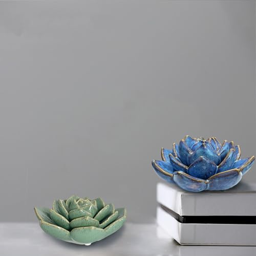 Ceramic Succulent Flower Table Centerpiece (Blue) - color: Blue