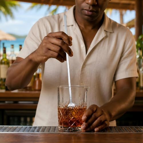 Long Handle Iced Tea Spoons Set of 4, 11.4-Inch Square-Head Stirring Spoons
