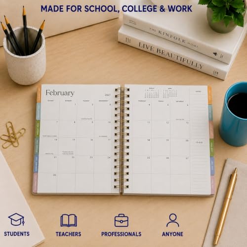 WORLD TRAVELER Academic Planner School Organizer Jul 2026-Dec 2027, 7"x9" - color: Tan Floral
