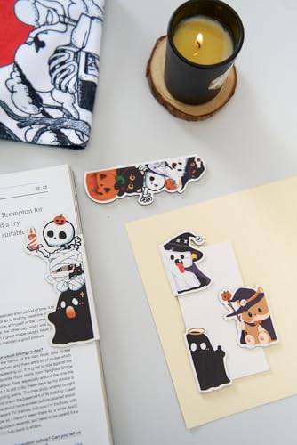 5pcs/Set Cute Magnetic Bookmark, Funny Peeping Ghost Book Marker Clip for Teachers, Students, Book Lovers Gifts, Printing on 2 Side (Ghost) - color: Ghost