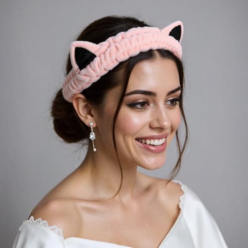 2Pcs Spa Headband for Washing Face Skincare Makeup Headbands for Women - color: Pink + Purple