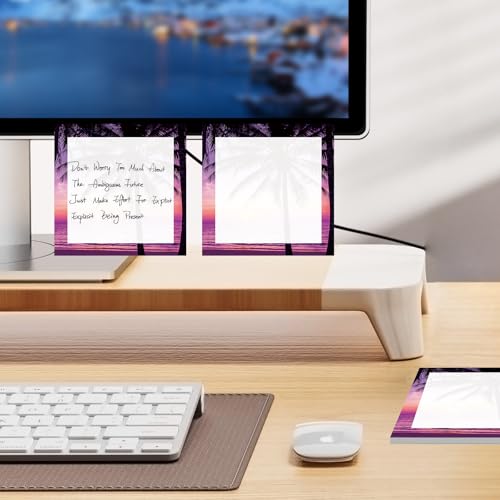 Cute Sticky Notes 3 x 3 in, 2 Pack Self Stick Note Pads with Fun Patterns, Strong Adhesive Memo Pads for Office School Home, 80 Sheets per Pad Sunset Beach - color: Sunset Beach