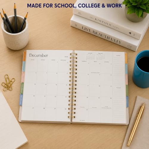 WORLD TRAVELER Academic Planner School Organizer Jul 2026-Dec 2027, 7"x9" - color: Ivory Flowers