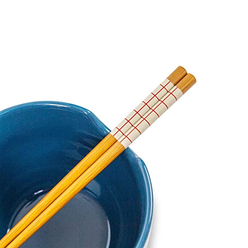 Disney Lady And The Tramp Serenade Ceramic Ramen Dinnerware Set | Includes 20-Ounce Noodle Bowl and Wooden Chopsticks - color: Blue