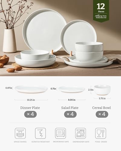 Famiware Milkyway 12-Piece Stoneware Dinnerware Set, White - color: White, size: Service for 4 (Standard Dinner Set)