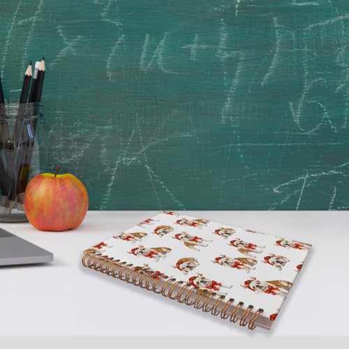 VNWEK English Bulldog Christmas Spiral Notebook Journal 5.5x8.3 Inch - color: English Bulldog Christmas
