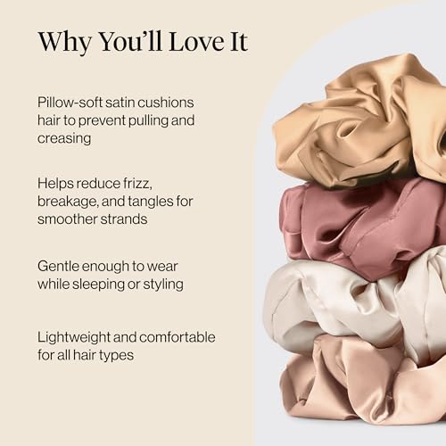 Kitsch Pillow Satin Scrunchies for Women - Blush, 4pcs - color: Blush (4 Pcs)