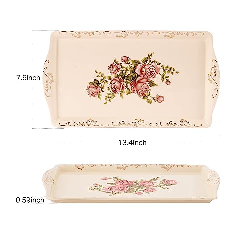 YOLIFE Ceramic Rose Serving Tray, Decorative Platter for Tea Party - 13.5 inch - color: Rose