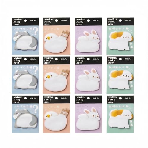 Super Cute Sticky Notes, Self-Stick Note Pads, Kawaii Colorful Sticky Notes, Easy to Post for Studying Home Office School, 4 Styles/360 Sheets (Animal Shapes)