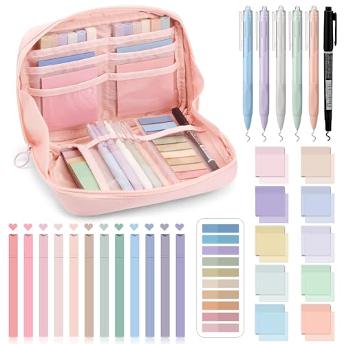 Jutom 39 Pcs Aesthetic Book Annotation Kit,Pink,Kawaii Style - color: Pink, style: Kawaii Style