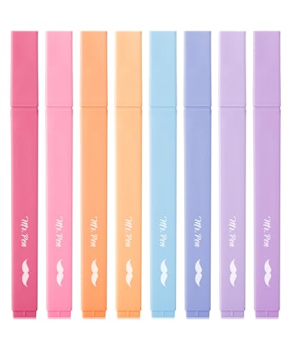 Mr. Pen- Aesthetic Highlighters No Bleed, 8 Pack, Assorted Colors | Chisel Tip, Cute Highlighters Assorted Colors for Journaling, Highlighting, Underlining, Fast Dry, Back to School Supplies - color: Pastel Colors, size: 8 Pack