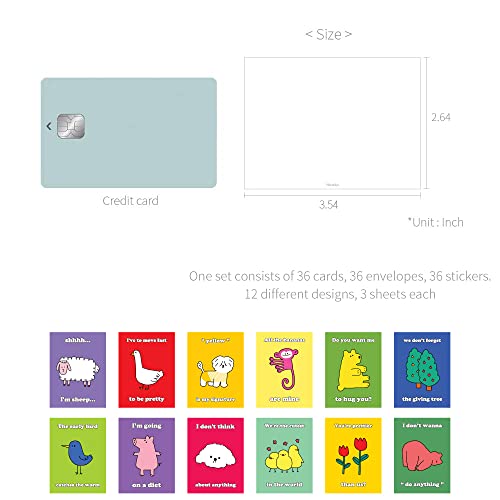 Monolike Day-by-day Card, Story town Ver.1 - Mix 36 Mini Single cards, 36 envelopes, 36 stickers Package - color: Story town Ver.1