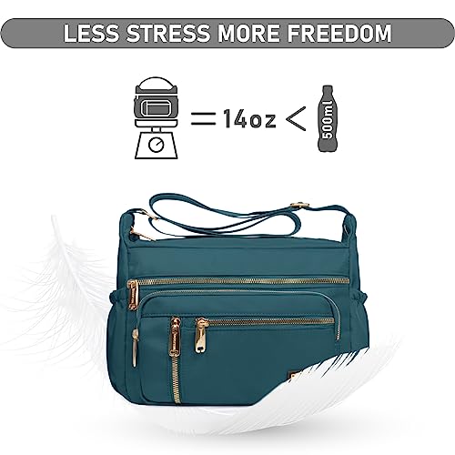 NPBAG Crossbody Bag for Women, Shoulder Purse Handbag Messenger Bag, Trendy Pocketbooks, Waterproof and Multi-Pockets - color: Teal Blue