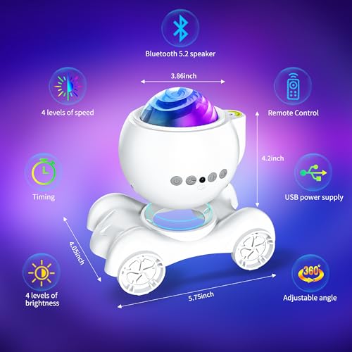 ENOKIK Galaxy Projector, Star Aurora Night Light Bluetooth Speaker, White - color: White